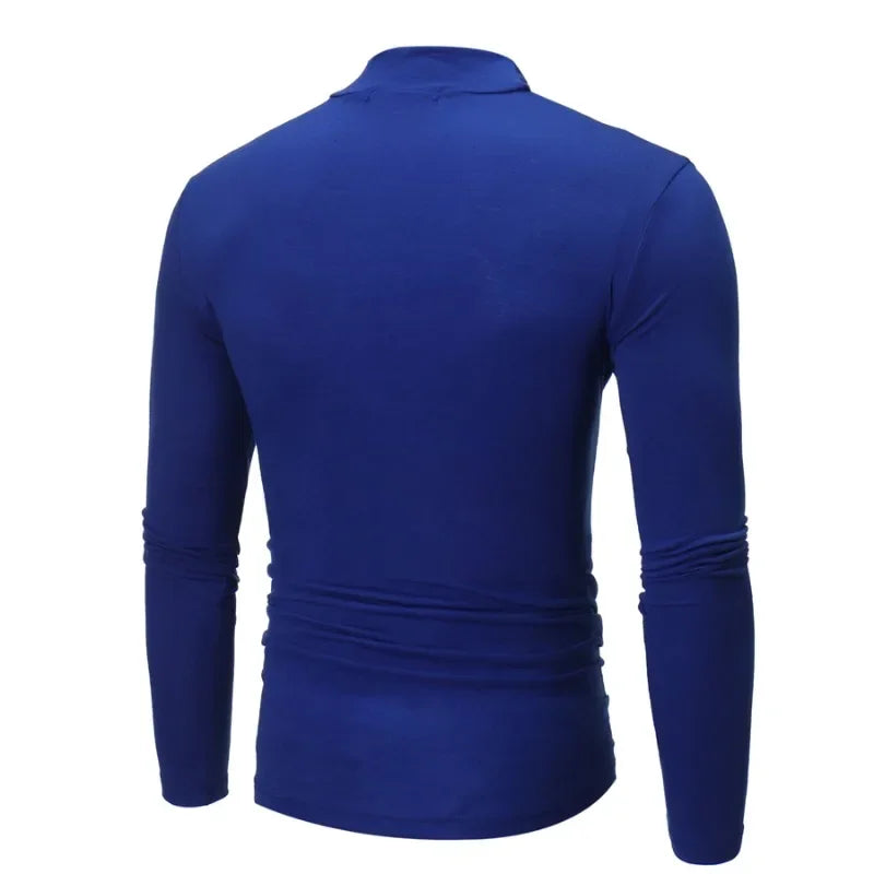 Men's Thermal Underwear Top Autumn Thermal Shirt Clothing Men's Tights High Neck Thin Slim Fit Long Sleeve T-Shirt Base Tee XXXL