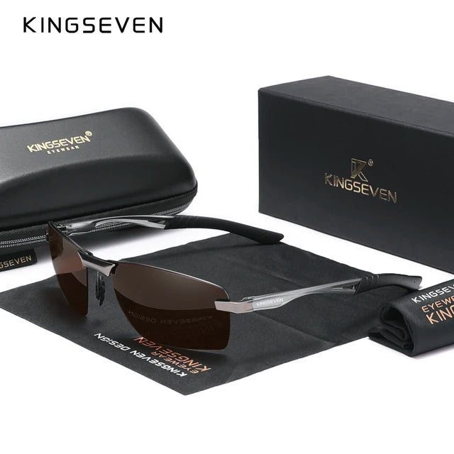 KINGSEVEN 2023 Neue Polarisierte Sonnenbrille Männer Aluminium Rahmen Sonnenbrille UV400 Männlichen Sonnenbrille Fahren Gläser