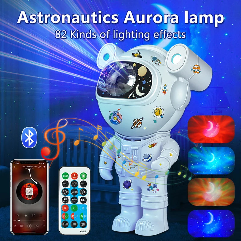 Kids Star Projector DIY Night Light with Remote Control 360 Adjustable Design Astronaut Nebula Galaxy Lighting for Children