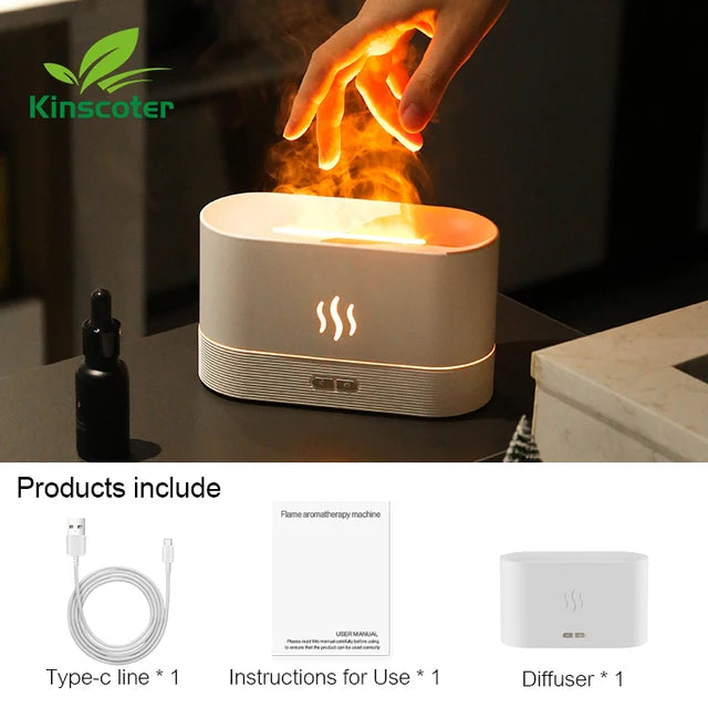 Kinscoter diffusore di aromi umidificatore ad ultrasuoni Cool Mist Maker Fogger Led olio essenziale fiamma lampada Difusor