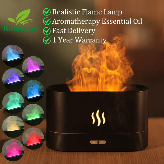 Kinscoter diffusore di aromi umidificatore ad ultrasuoni Cool Mist Maker Fogger Led olio essenziale fiamma lampada Difusor