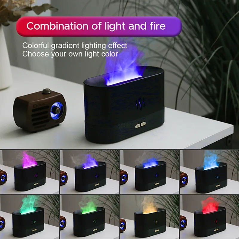 Kinscoter diffusore di aromi umidificatore ad ultrasuoni Cool Mist Maker Fogger Led olio essenziale fiamma lampada Difusor