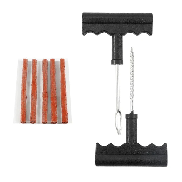 Car Tire Repair Tool Kit with Rubber Strips Tubeless Tire Puncture Stud Cap Set for Truck Motorcycle