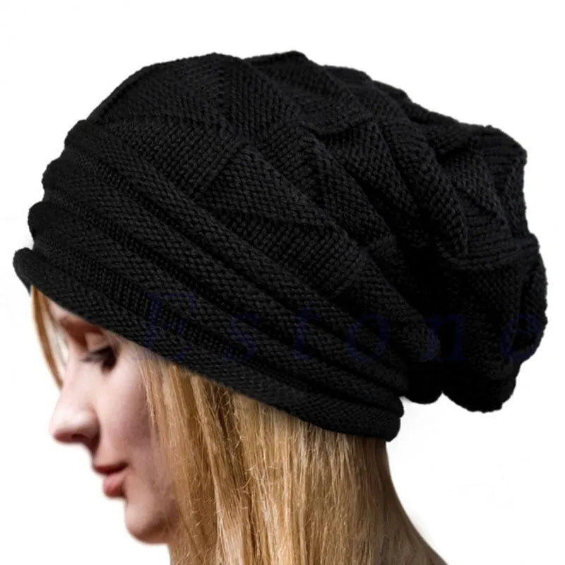 Knitted Baggy Beanie Oversized Winter Hat Ski Slouchy Cap Skullies Beanies Women Men Winter Wool Warm Cap Beanies Unisex