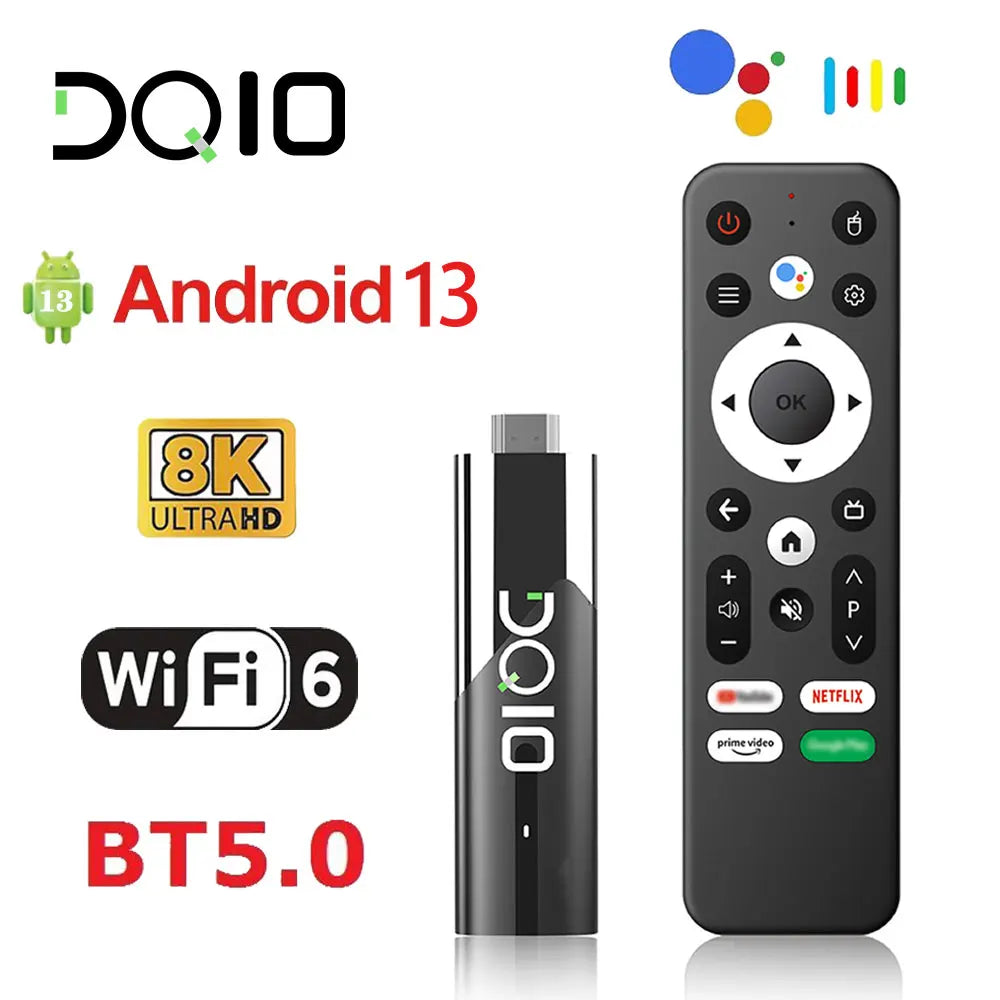 LEMFO DQ10 ATV Mini TV Stick Android13 Support 8K Video 4K Wifi6 Allwinner H618 Quad Core Cortex A53 Voice Remote Smart TV Box