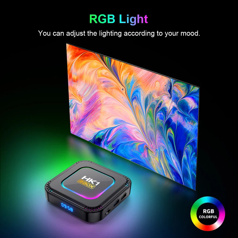 LEMFO Smart TV Box HK1 RBOX K8 Android 13 8K Android TV Box RGB Light 4GB 128GB RK3528 WiFi6 Dual Wifi 2023 PK Android 12 6K