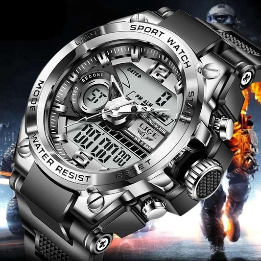 LIGE Men Military Watch Digital 50m orologio da polso impermeabile LED orologio al quarzo orologio sportivo maschile grandi orologi uomo Relogios Masculino