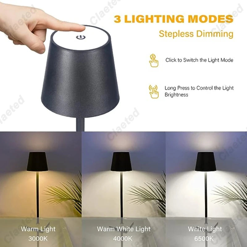 Cordless Table Lamp for Bedroom Rechargeable Wireless Touch Lamp Camping Candle Creative Lamp Rechargeable Desk Lamp for Bar