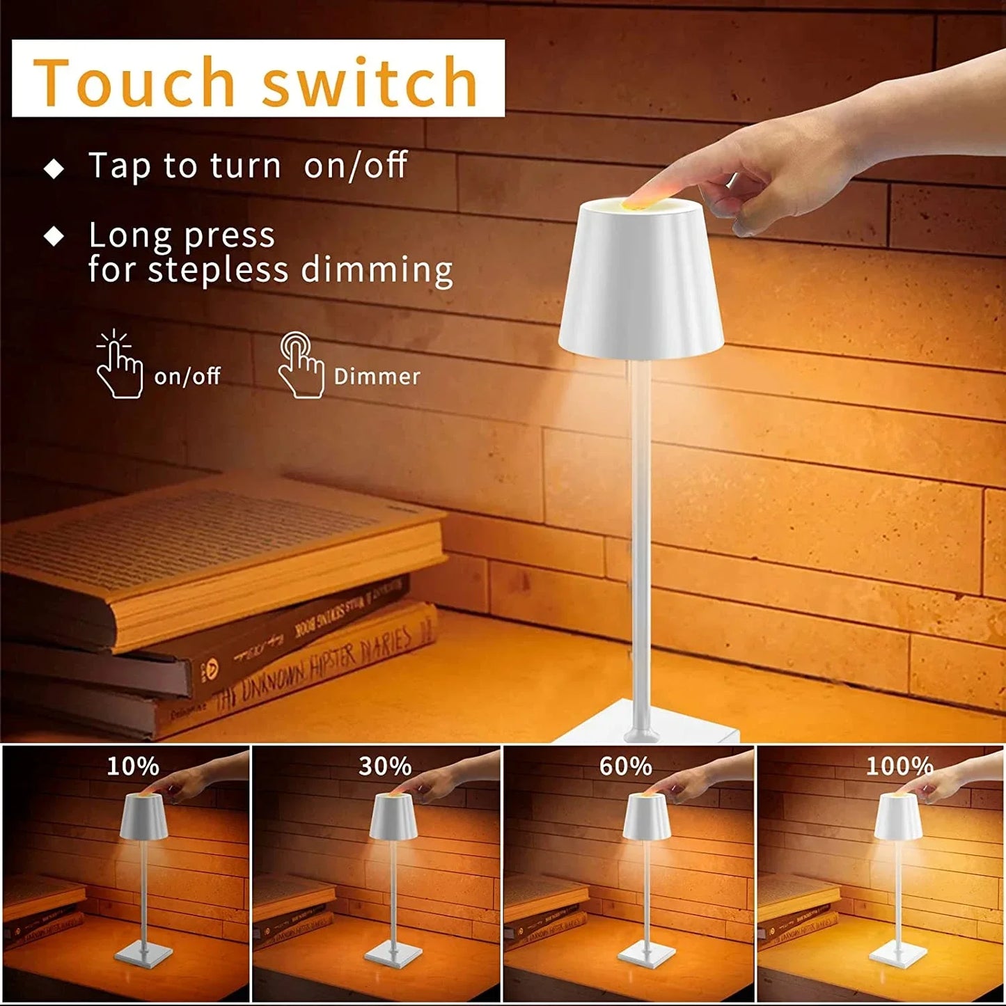 Portable LED Charging Table Lamp Eye Protection Night Lamp Waterproof Touch Switch Dimmable Nordic Desk Lamp