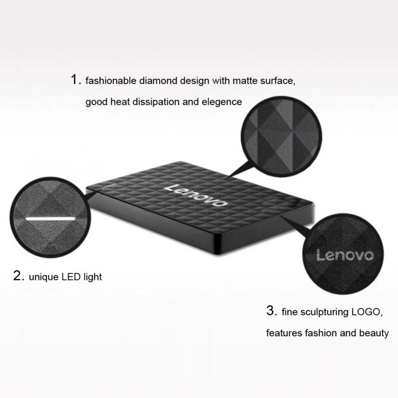 Lenovo tragbare SSD 16 TB mobiles Solid-State-Laufwerk 2 TB externer Hochgeschwindigkeitsspeicher verfügt über eine USB 3.0-Typ-C-Schnittstelle für Laptops