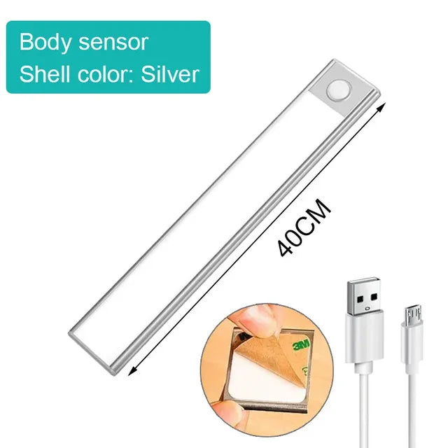 LED Motion Sensor Light Wireless USB Night Light Under Cabinet Light for Kitchen Cabinet Bedroom Closet Sensor Interior Lighting