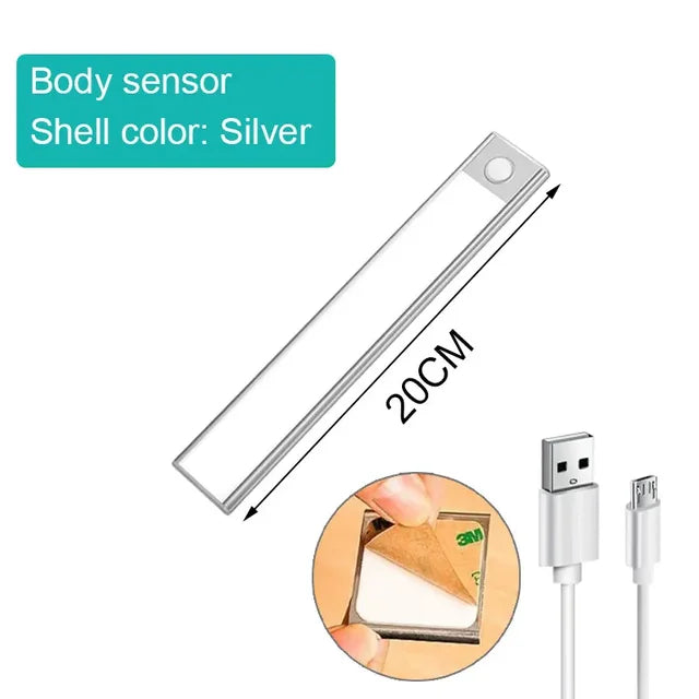 LED Motion Sensor Light Wireless USB Night Light Under Cabinet Light for Kitchen Cabinet Bedroom Closet Sensor Interior Lighting