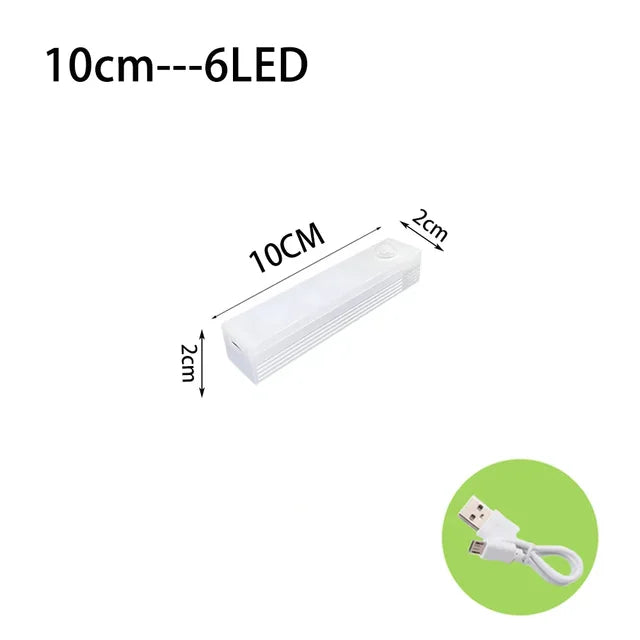 LED-Bewegungsmelder-Licht, kabelloses USB-Nachtlicht unter dem Schrank, für Küchenschrank, Schlafzimmer, Schrank, Sensor-Innenbeleuchtung