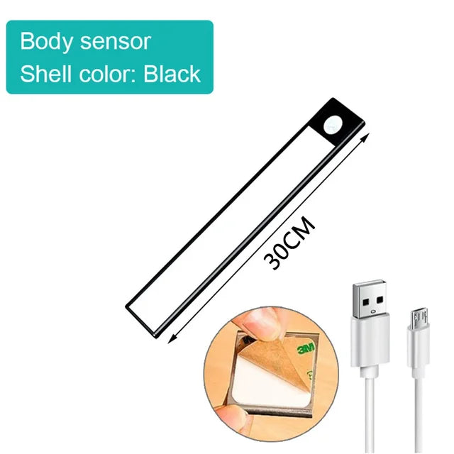 LED Motion Sensor Light Wireless USB Night Light Under Cabinet Light for Kitchen Cabinet Bedroom Closet Sensor Interior Lighting