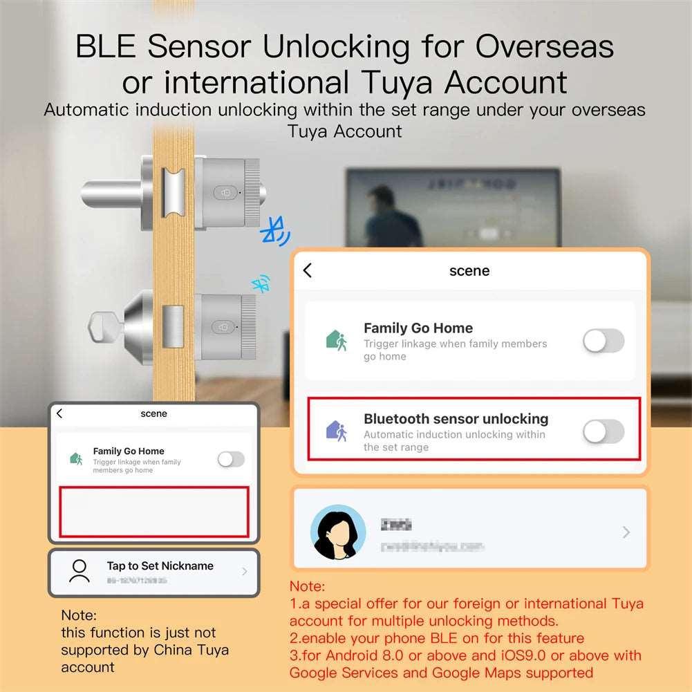 MOES Bluetooth Door Lock Bank-grade AES128 Bit TLS crittografia BLE Sensor sblocco Tuya Smart APP controllo vocale Alexa Google EU