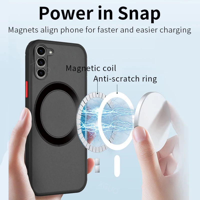 Matte Magnetic for Samsung Galaxy S23 S22 S21 S20 Ultra Plus FE A54 A53 A52 A32 A13 A34 4G 5G Case Frosted Wireless Charging Cover