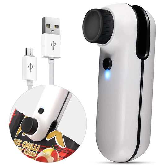 Mini sigillante per sacchetti 2 in 1 termosigillatore ricaricabile USB e taglierina Mini sigillante per sacchetti di trucioli termosaldabile con utensili da cucina magnetici morbidi