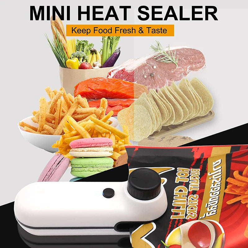 Mini sigillante per sacchetti 2 in 1 termosigillatore ricaricabile USB e taglierina Mini sigillante per sacchetti di trucioli termosaldabile con utensili da cucina magnetici morbidi