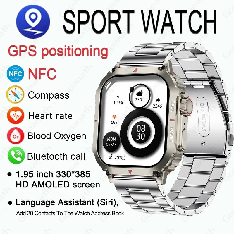 New Männer Smartwatch GPS Bewegung Track NFC Bluetooth Anruf Ai Sprach assistant Allround-Gesundheits überwachung Sport Smartwatch