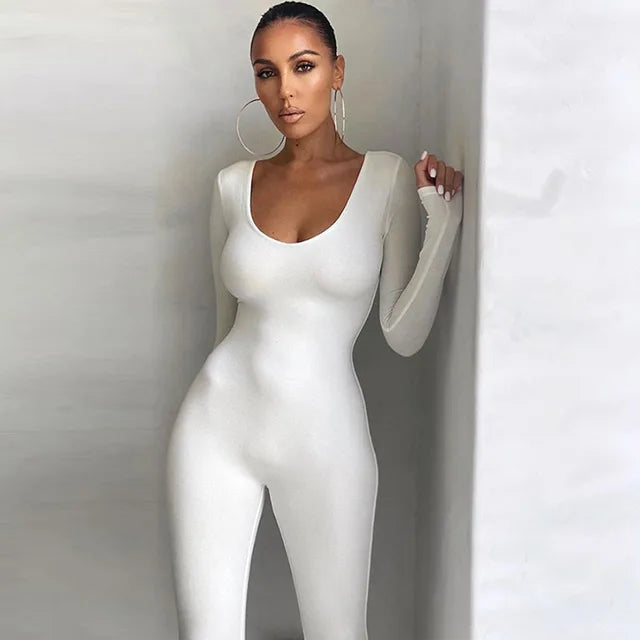 Nibber Basic Bodycon Jumpsuit For Women's Clothing Casual Brown Fitness Rompers 2023 Y2K Playsuit Activity Streetwear Overalls