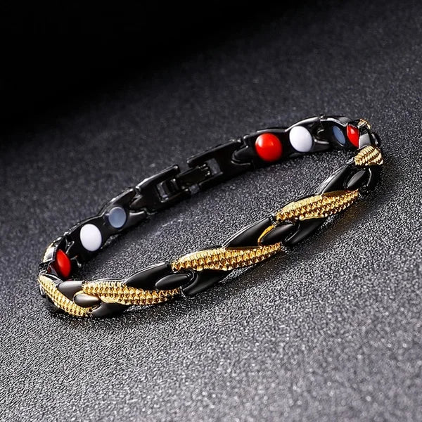 Nuovo bracciale a catena magnetica al germanio nero in acciaio inossidabile per donna, uomo, assistenza sanitaria, gioielli energetici, bracciale russare