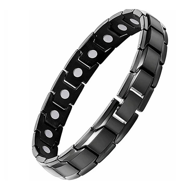 Nuovo bracciale a catena magnetica al germanio nero in acciaio inossidabile per donna, uomo, assistenza sanitaria, gioielli energetici, bracciale russare