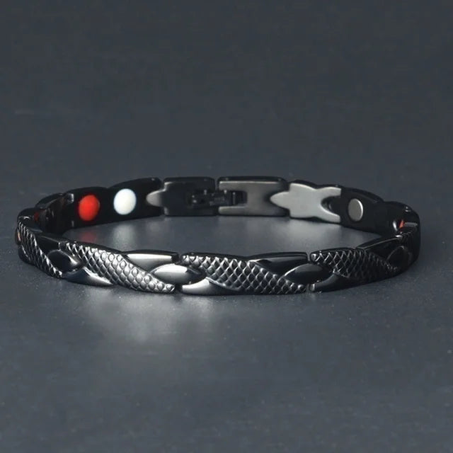 Neues Edelstahl-Armband mit schwarzer Germanium-Magnetkette für Damen und Herren, Gesundheitswesen, Energie, Schmuck, Schnarcharmband