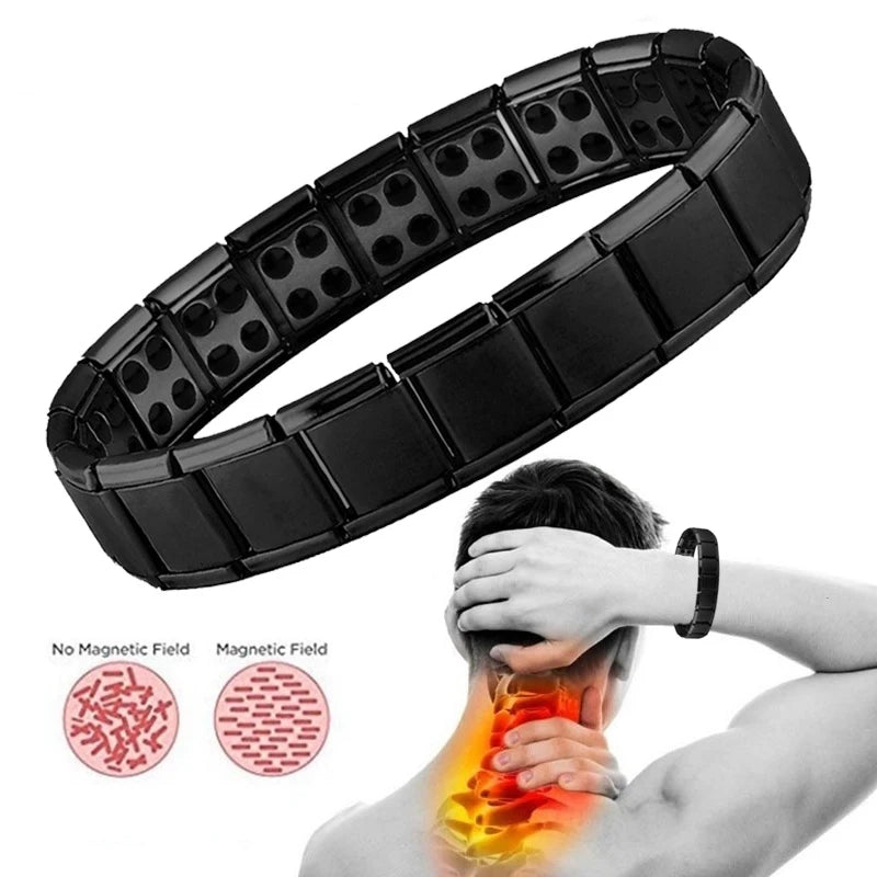 New Stainless Steel Black Germanium Magnetic Chain Bracelet for Women Men Health Care Energy Jewelry Snoring Bracelet