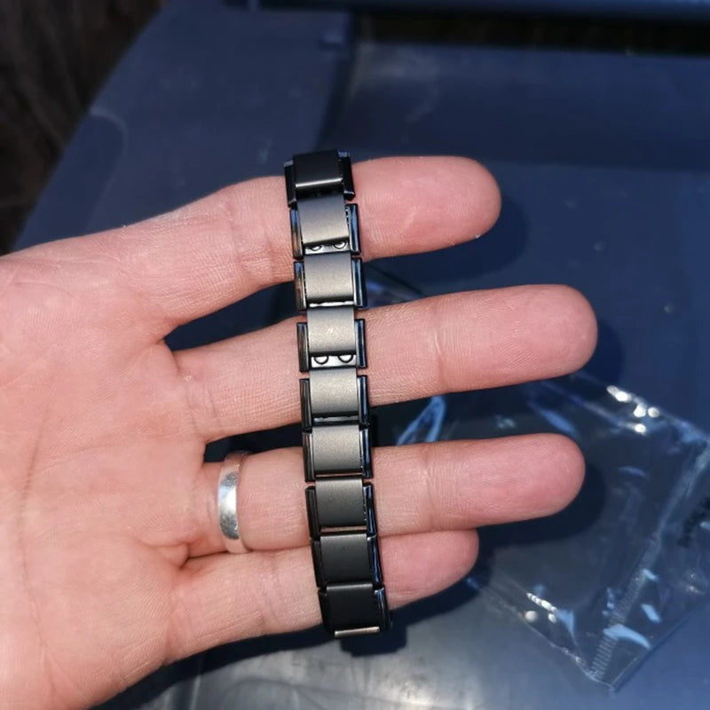 Nuovo bracciale a catena magnetica al germanio nero in acciaio inossidabile per donna, uomo, assistenza sanitaria, gioielli energetici, bracciale russare