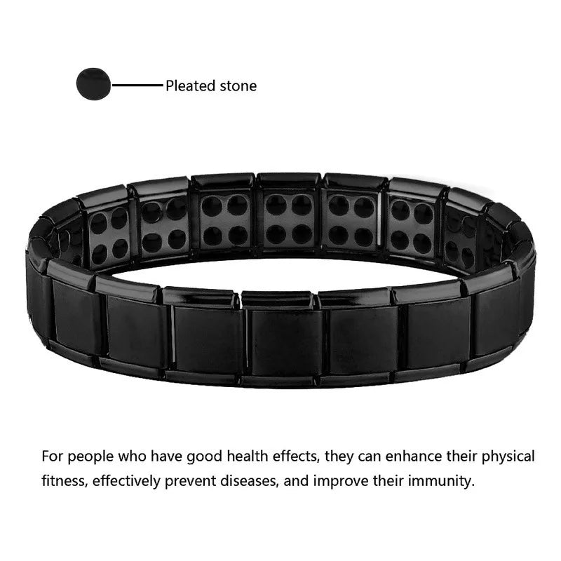 Nuovo bracciale a catena magnetica al germanio nero in acciaio inossidabile per donna, uomo, assistenza sanitaria, gioielli energetici, bracciale russare