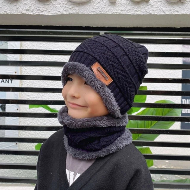 Nuovo cappello lavorato a maglia invernale per bambini più sciarpa calda