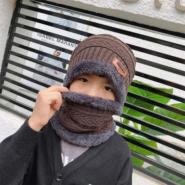 Nuovo cappello lavorato a maglia invernale per bambini più sciarpa calda