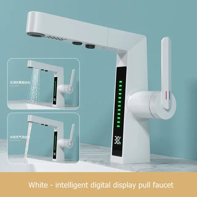 Nuovo rubinetto con Display digitale intelligente lavabo per uso domestico maniglia rotante Display a temperatura regolabile rubinetto freddo e caldo