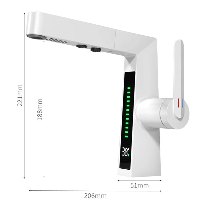 Nuovo rubinetto con Display digitale intelligente lavabo per uso domestico maniglia rotante Display a temperatura regolabile rubinetto freddo e caldo