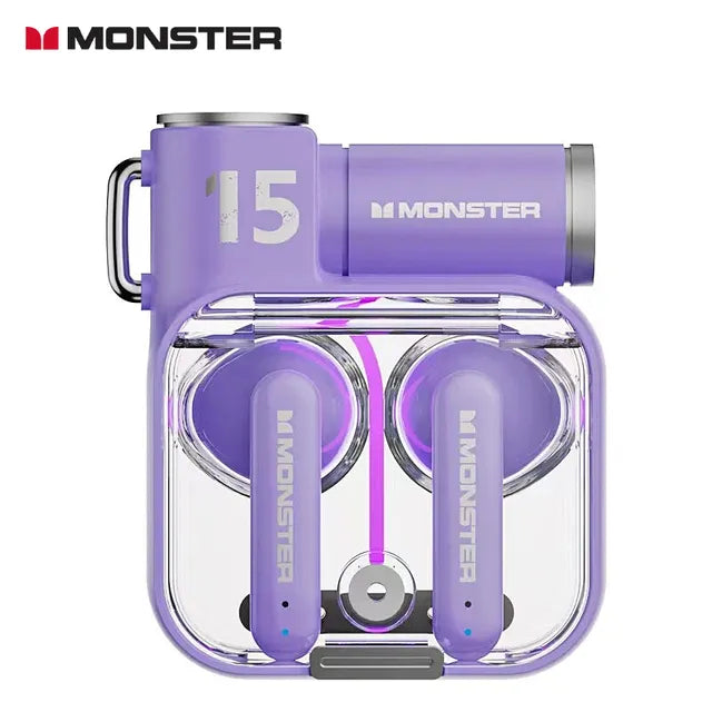 Original Monster XKT15 Wireless Bluetooth 5.3 Earphones TWS Gaming Earbuds RGB Flip Cover Design Headset Low Latency 2023 New