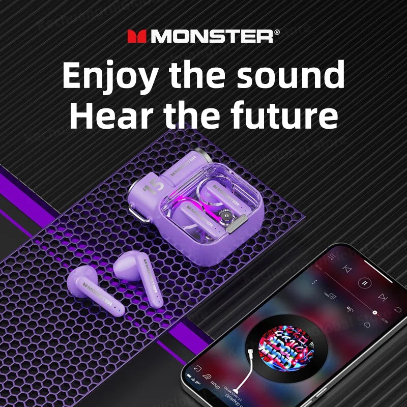 Originale Monster XKT15 Wireless Bluetooth 5.3 auricolari TWS Gaming Earbuds RGB Flip Cover Design Headset bassa latenza 2023 nuovo