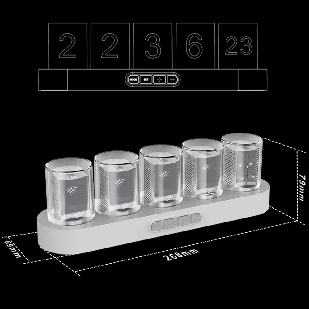 Orologio digitale a tubo Nixie con soffietti a LED RGB per la decorazione del Desktop da gioco. Confezione di scatole di lusso per Idea regalo.