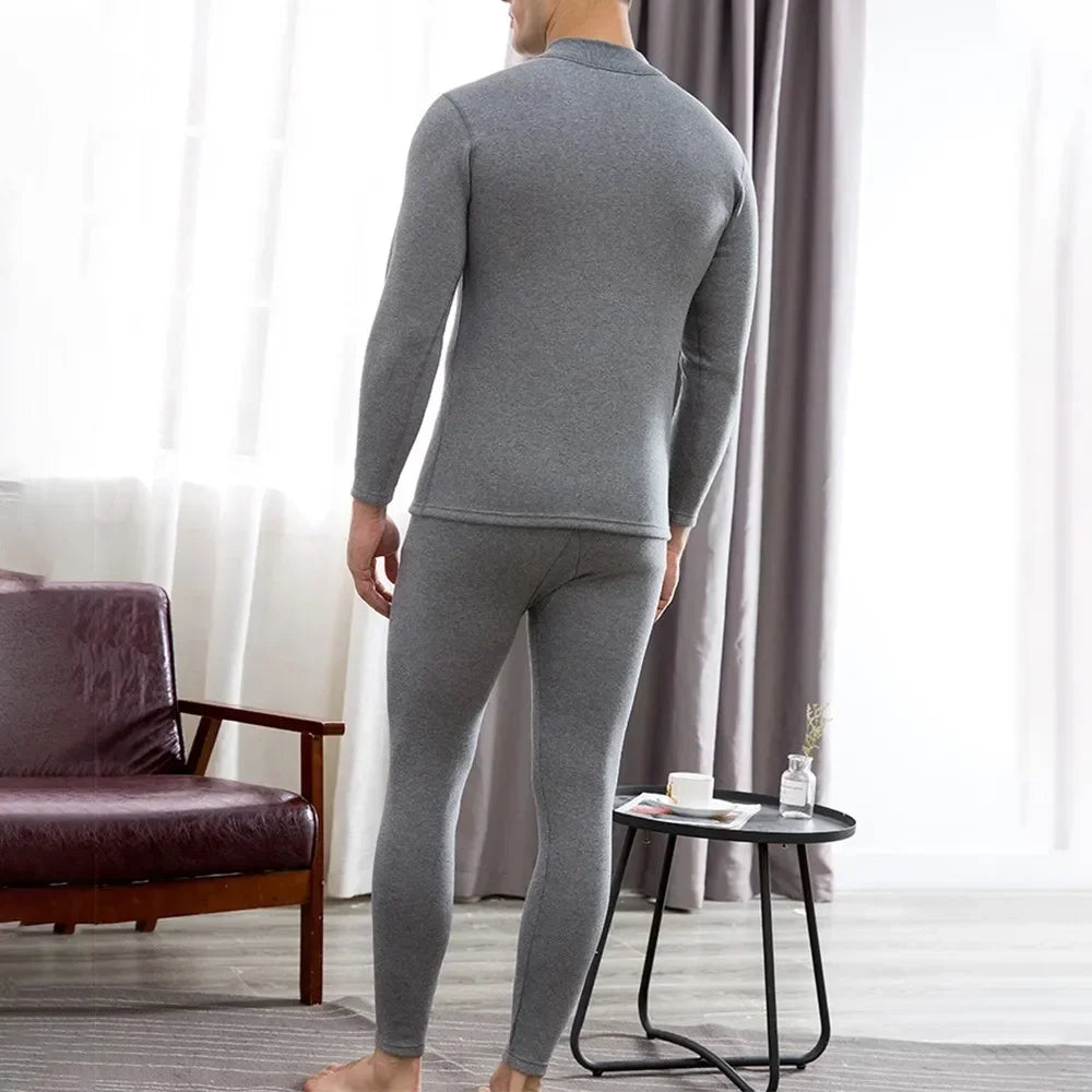 Thermal Quality Men's Long Panels Underwear Premium Warm Naturally Pajamas Johns Winter Thermo Cotton Lined Soft Fleece