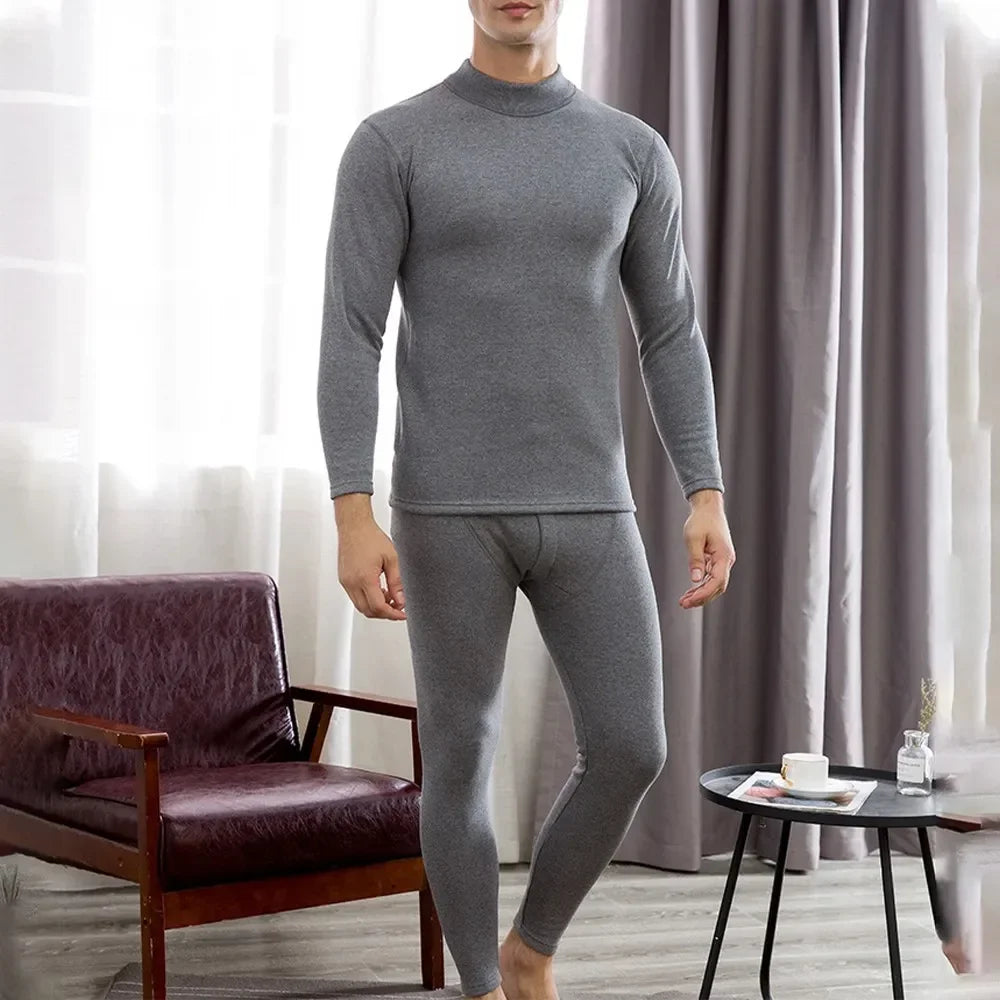 Pannelli lunghi da uomo di qualità termica abbigliamento intimo Premium Warm Naturally pigiama Johns Winter Thermo Cotton foderato in pile morbido