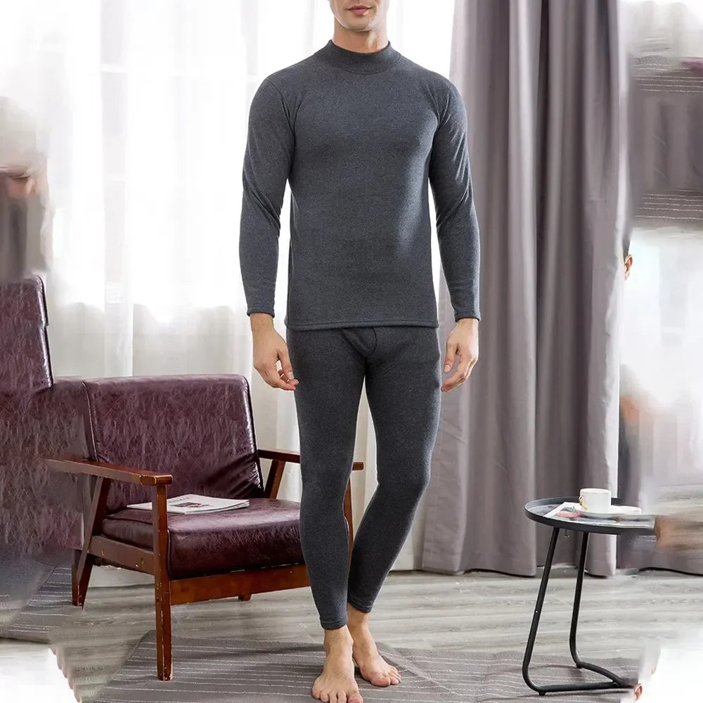 Pannelli lunghi da uomo di qualità termica abbigliamento intimo Premium Warm Naturally pigiama Johns Winter Thermo Cotton foderato in pile morbido