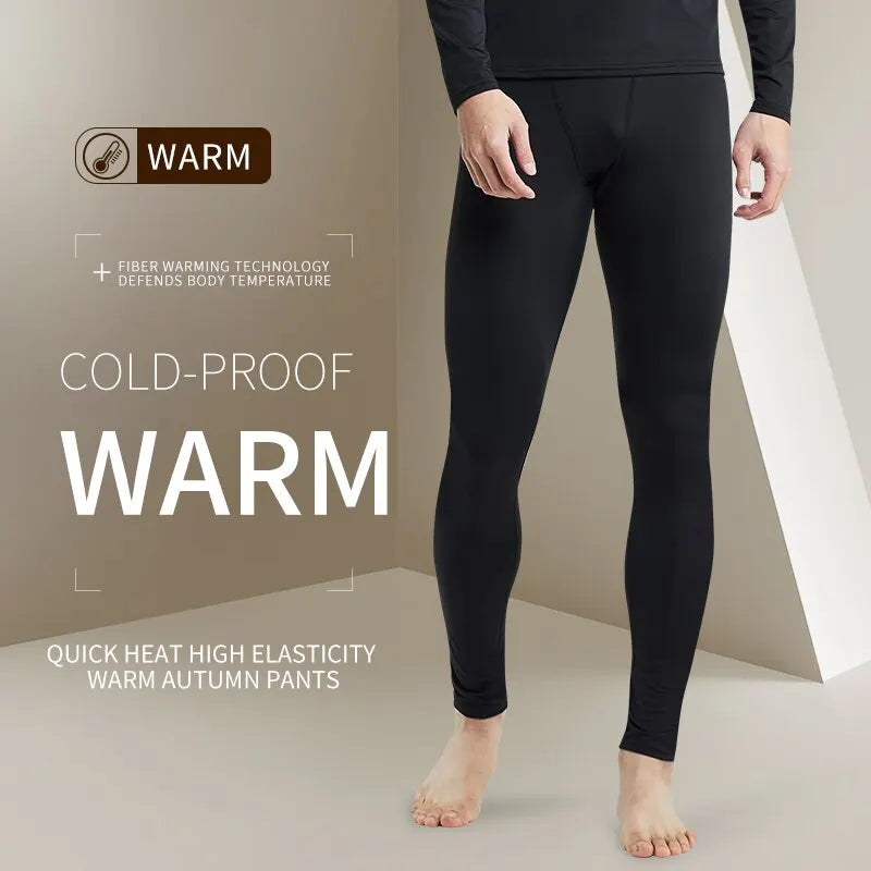 High elasticity autumn and winter thickened plush men's warm pants, tight pant tight sports pants