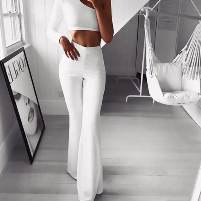 Women Fashion Pants Pants Solid Elastic Leggings Bell Bottoms High Waist Cargo Pants Women Pantalon Femme