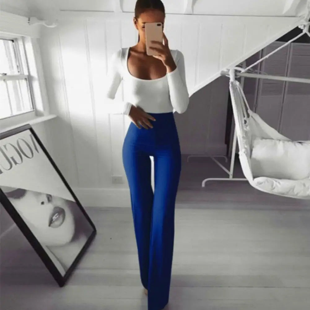 Women Fashion Pants Pants Solid Elastic Leggings Bell Bottoms High Waist Cargo Pants Women Pantalon Femme