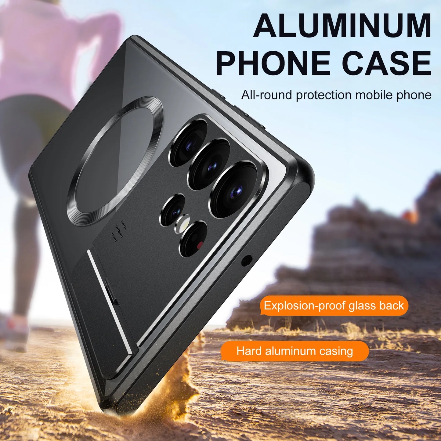 For Samsung Galaxy S24 S23 Ultra S22 S21 Magnetic Aluminum Metal Case Magsafe Car Phone Holder Perfume Protective Back Cover