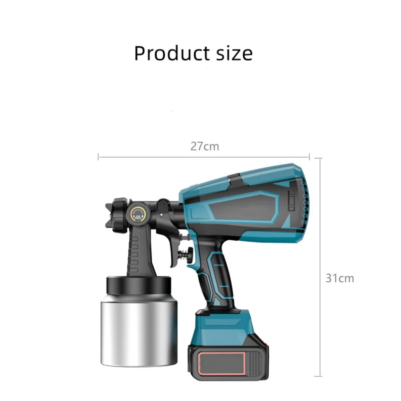 Pistola a spruzzo elettrica senza fili da 1000ML spruzzatore di vernice per mobili Auto rivestimento in acciaio aerografo 5 ugelli compatibile per batteria Makita