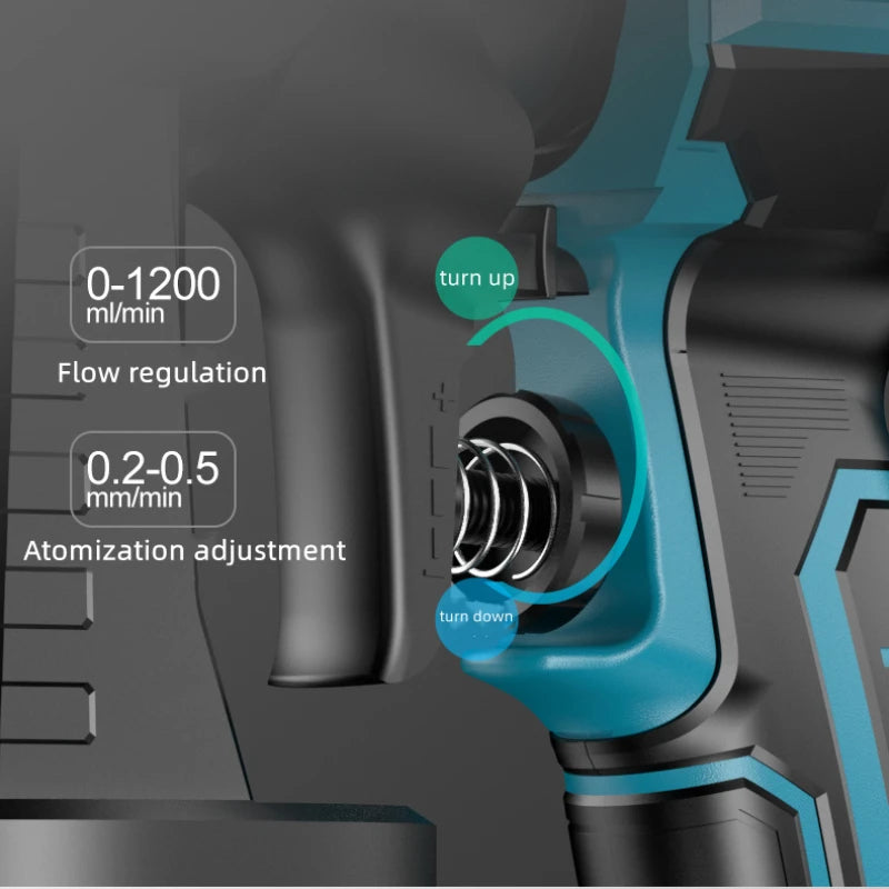 Pistola a spruzzo elettrica senza fili da 1000ML spruzzatore di vernice per mobili Auto rivestimento in acciaio aerografo 5 ugelli compatibile per batteria Makita