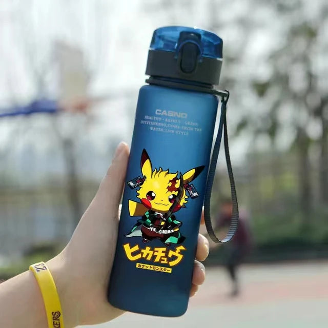 Pokemon 560ML tazza d'acqua Anime portatile carino Pikachu plastica cartone animato sport all'aria aperta bottiglia d'acqua di grande capacità regali