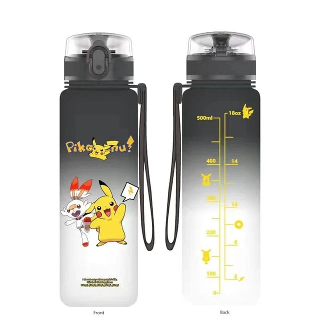 Pokemon 560ML tazza d'acqua Anime portatile carino Pikachu plastica cartone animato sport all'aria aperta bottiglia d'acqua di grande capacità regali