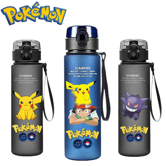 Pokemon 560ML tazza d'acqua Anime portatile carino Pikachu plastica cartone animato sport all'aria aperta bottiglia d'acqua di grande capacità regali