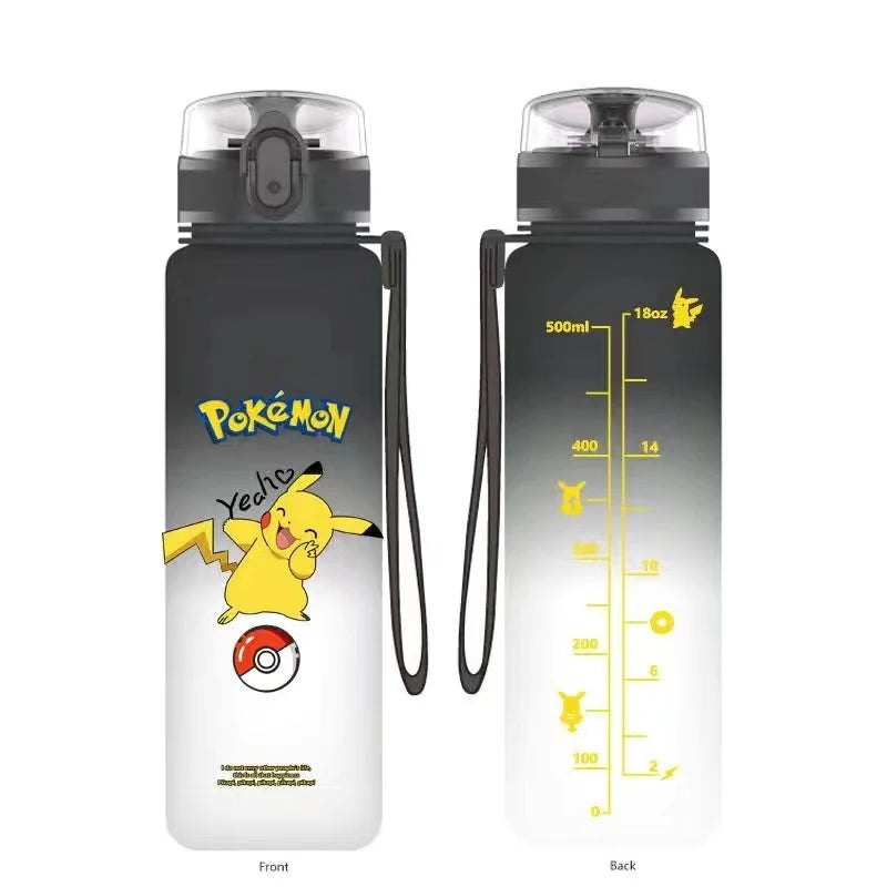 Pokemon 560ML tazza d'acqua Anime portatile carino Pikachu plastica cartone animato sport all'aria aperta bottiglia d'acqua di grande capacità regali